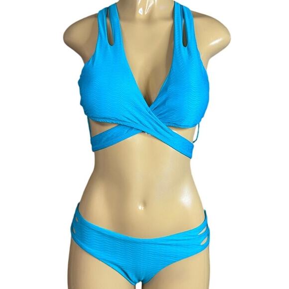 Becca Rebecca Virtue Vibes Bikini Kailani Wrap Top Presley Hipster Bottoms Large - Picture 1 of 14
